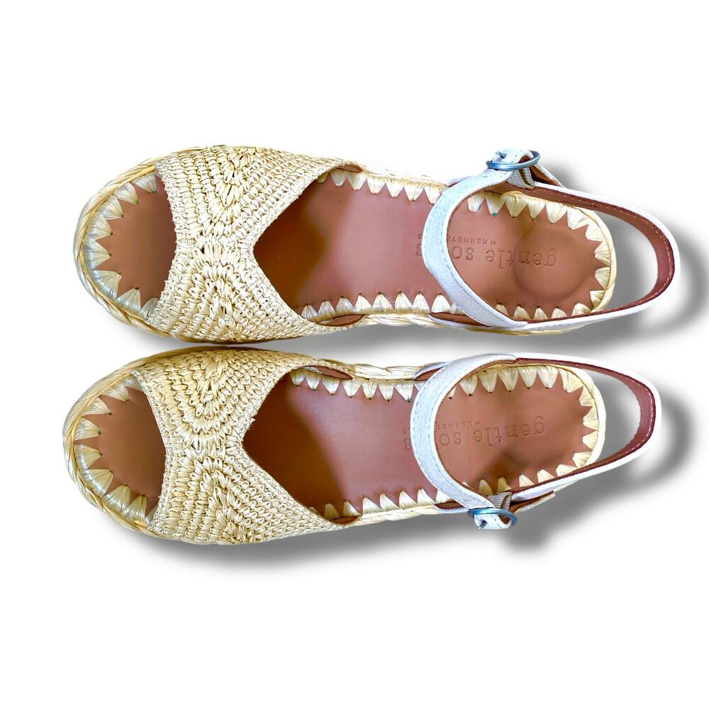 New Gentle Souls by Kenneth Cole Nomi Raffia Wedge Sandals Sz 6M Espidrille - Picture 5 of 16